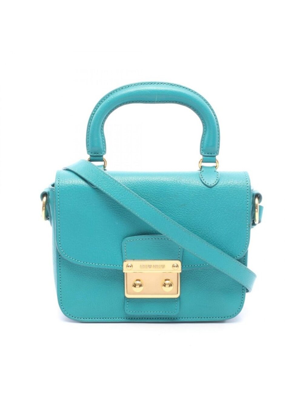 Miu Miu Handbag Madras 2-Way Emerald Green Leather